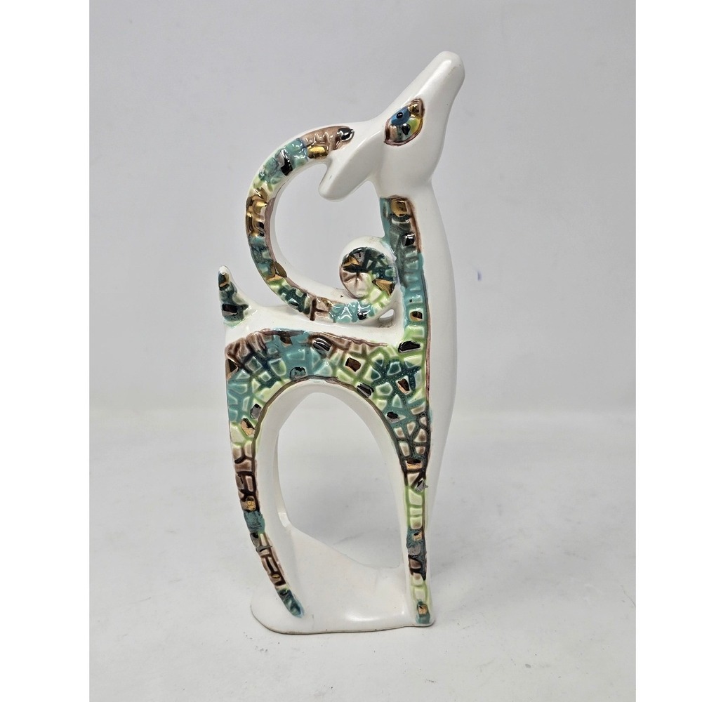 Vtg Relco gazelle antelope figurine MCM mosaic ceramic Japan 1950s kitsch decor